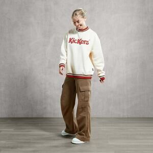 Kickers Classics Women's Sweatshirt With Red Logo Applique Cream